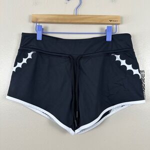 Urban Savage Womens Small Scallop Short Black White Athletic Running 70s 80s NEW